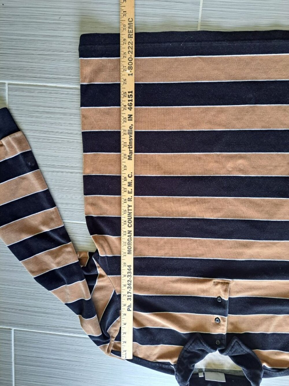 Carhartt WIP Striped Rugby Polo Black Tan Collar Men's XL Velour Long Sleeve - Picture 11 of 12